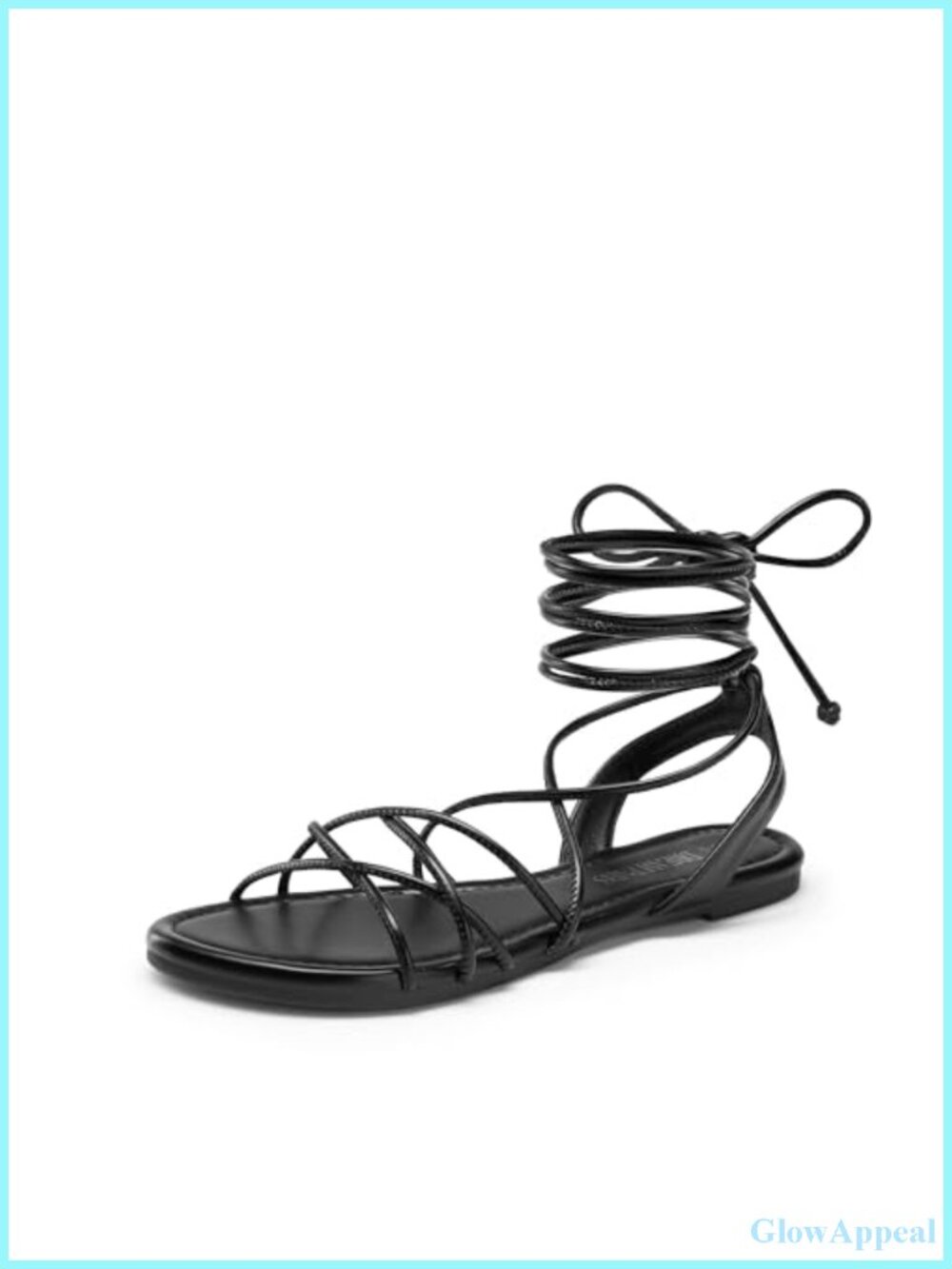 Women's Lace-Up Strappy Flat Sandals Cushioned Vegan Leather Summer Shoes